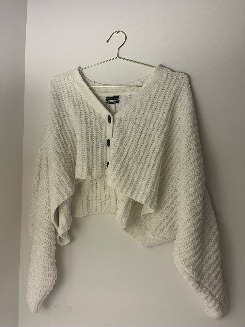 Urban Outfitters White Soft Chunky Knit Cardigan Sweater